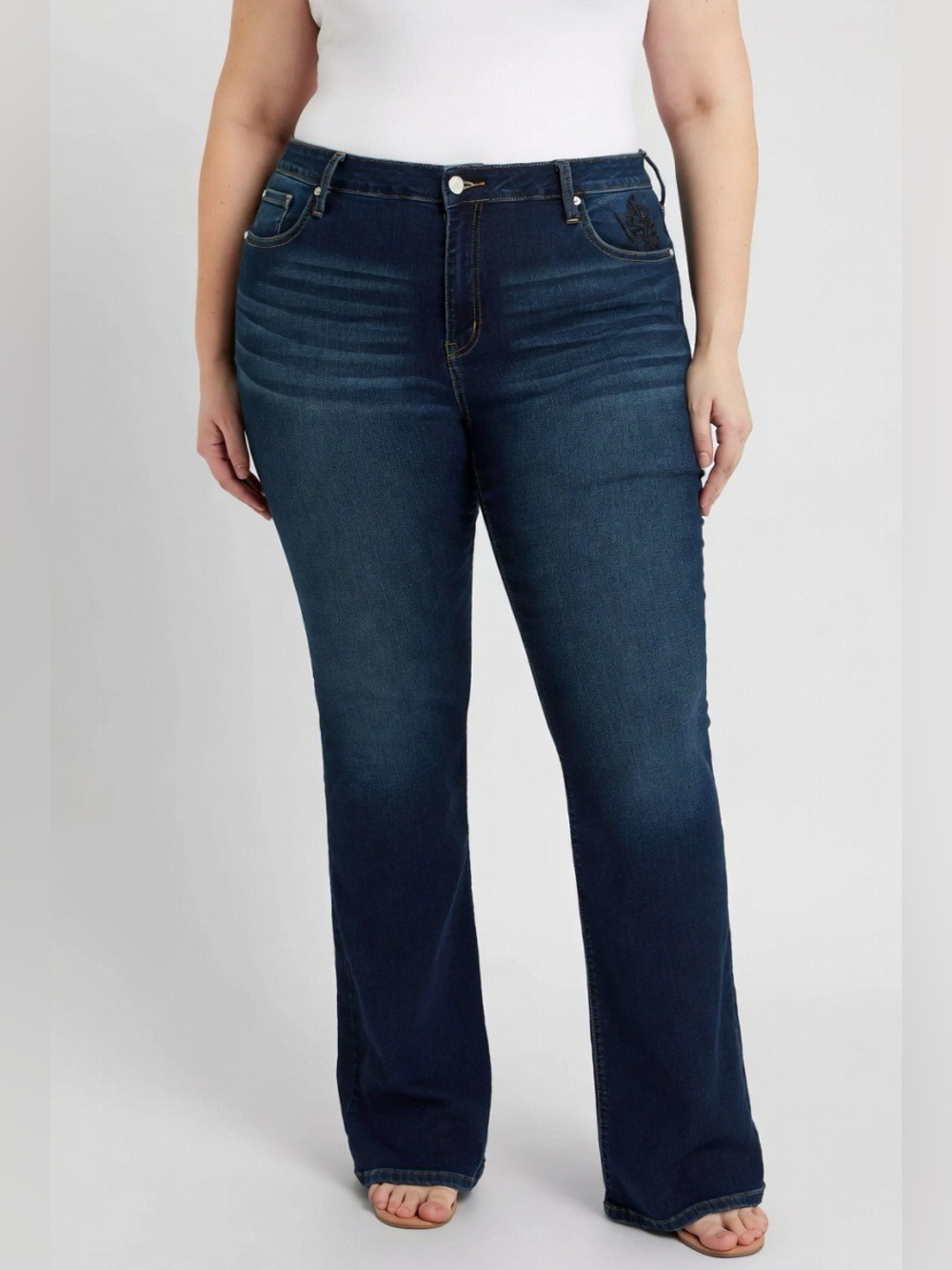 RY Diverse Dark Wash Bootcut Denim Jeans Women's Size 18 Flap Pocket Stretch
